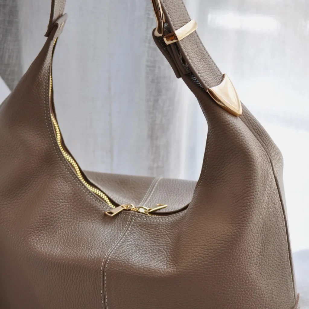 Serena Δερμάτινη Tote Bag - Taupe