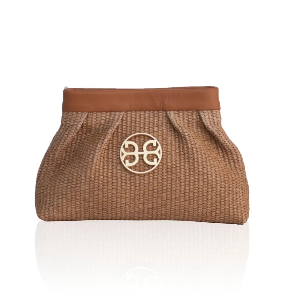 Kiss Raffia Pouch - Tabac